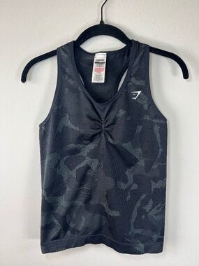 Gymshark Adapt Camo Seamless Tank Top Black Gray Compression Workout Gym  Medium